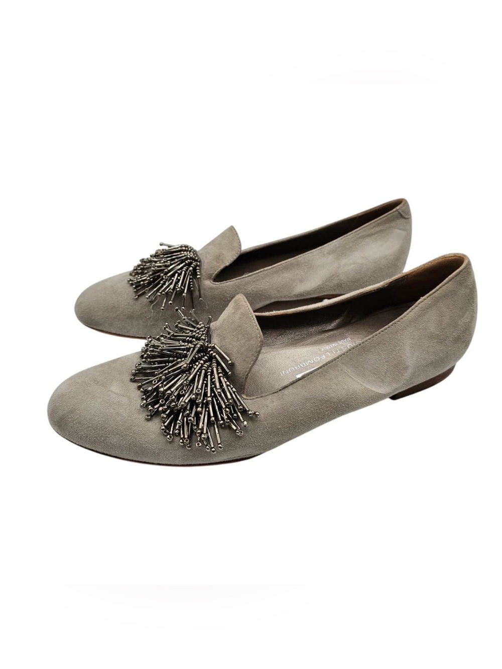 AGL Attilio Giusti Leombruni Gray Loafers with Metal Tassel Detail — Size 7.5